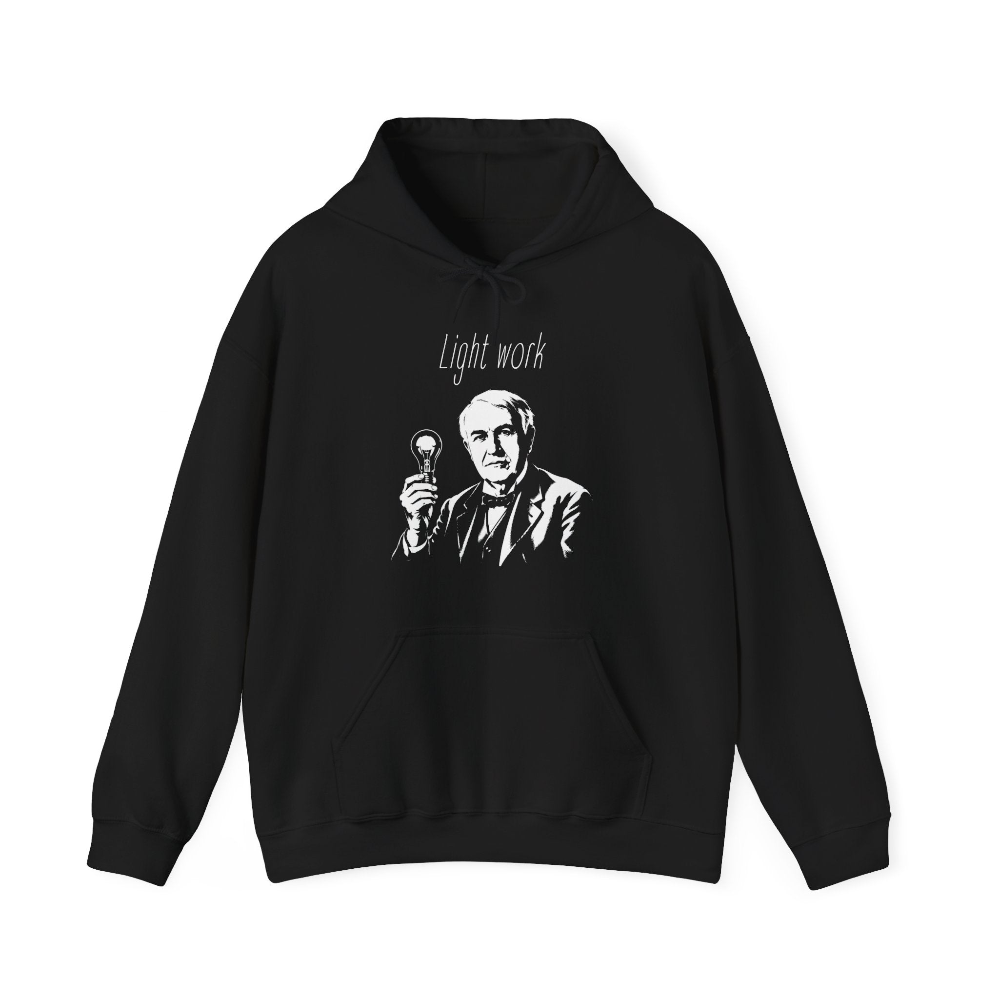 Thomas Edison Light Work Hoodie — Vintage Inventor Graphic Hooded Sweatshirt