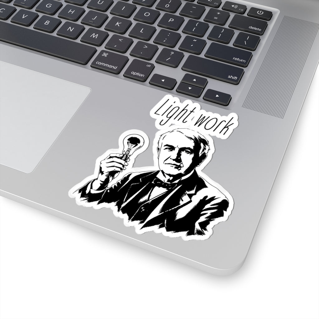 Light Work Sticker — Vintage Edison Illustration Laptop Decal