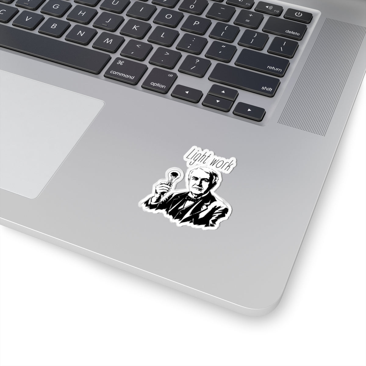 Light Work Sticker — Vintage Edison Illustration Laptop Decal
