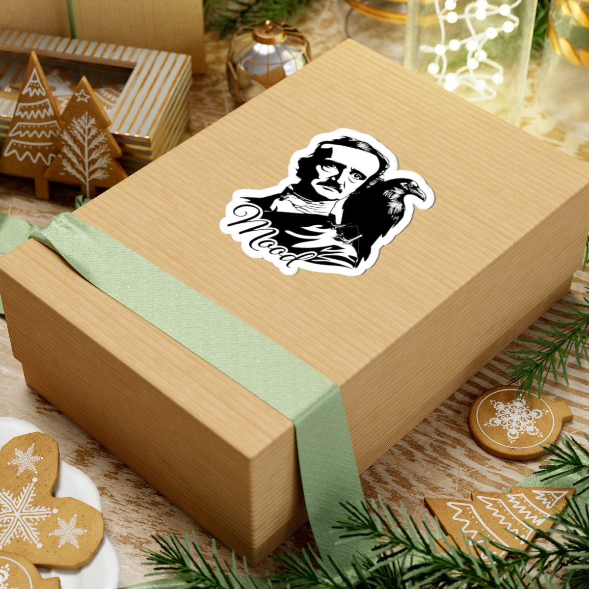 Edgar Allan Poe 'Mood' Sticker — Gothic Raven Kiss-Cut Decal