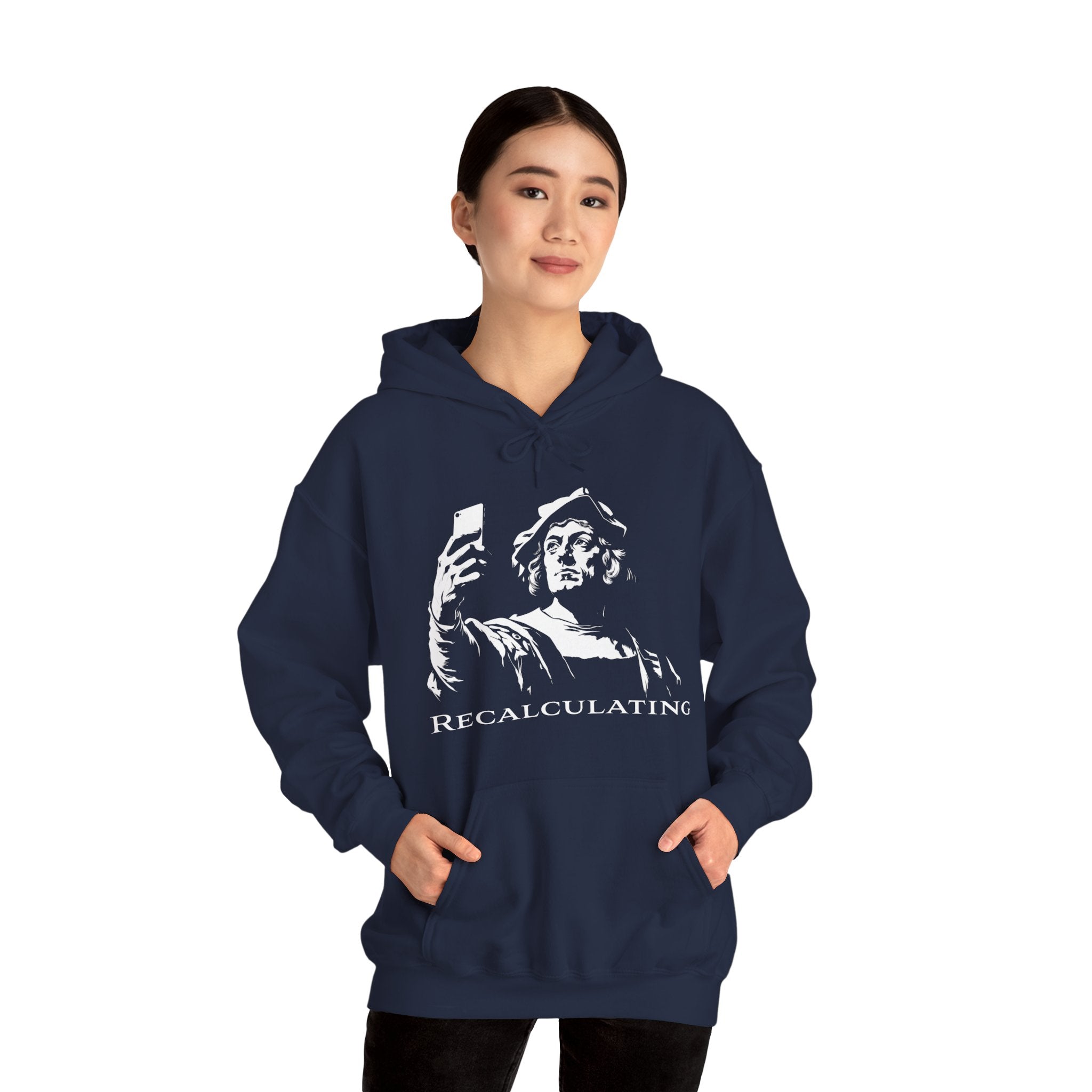 Recalculating Hoodie — Columbus GPS Statue Graphic Hoodie