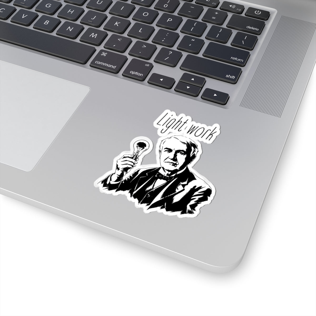 Light Work Sticker — Vintage Edison Illustration Laptop Decal