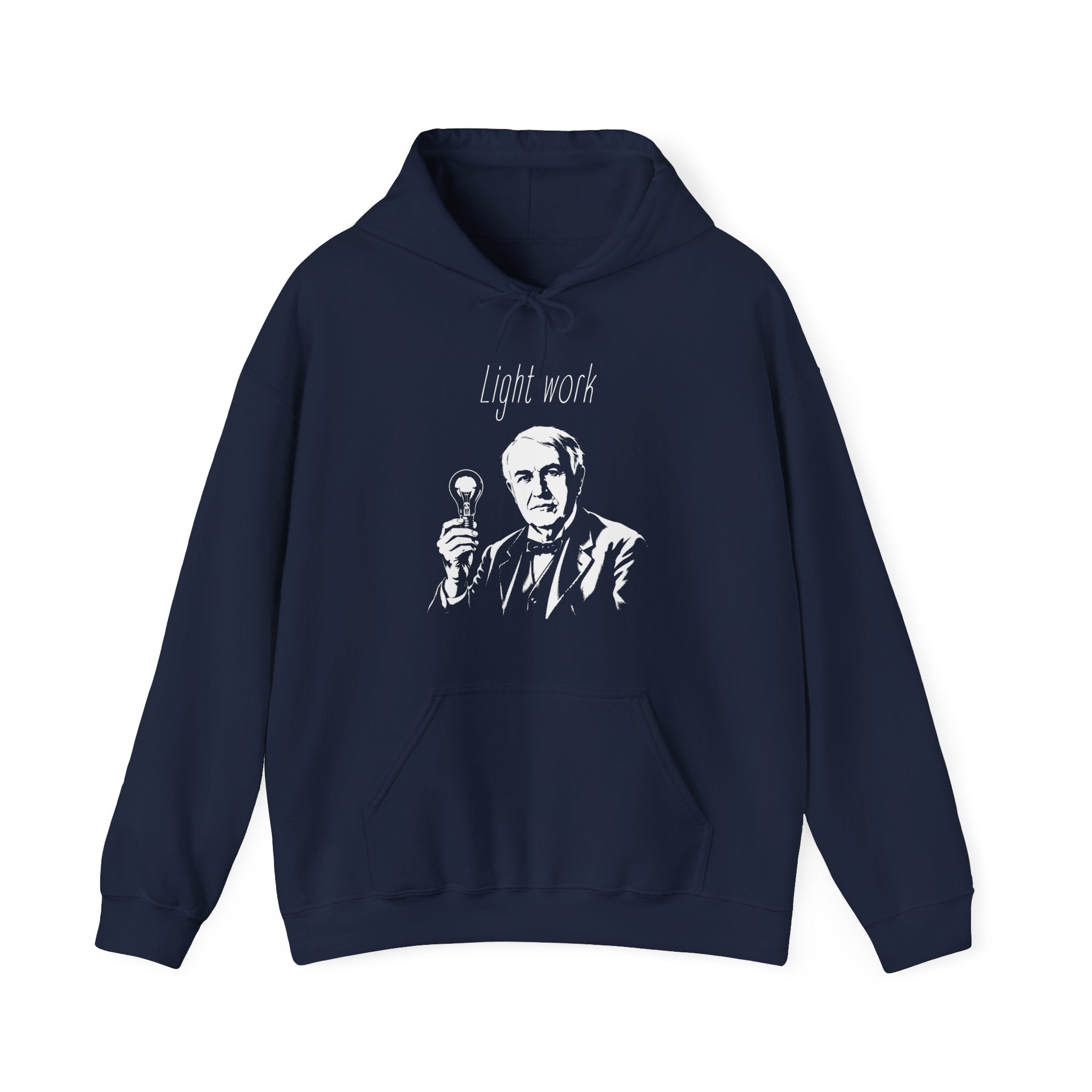 Thomas Edison Light Work Hoodie — Vintage Inventor Graphic Hooded Sweatshirt