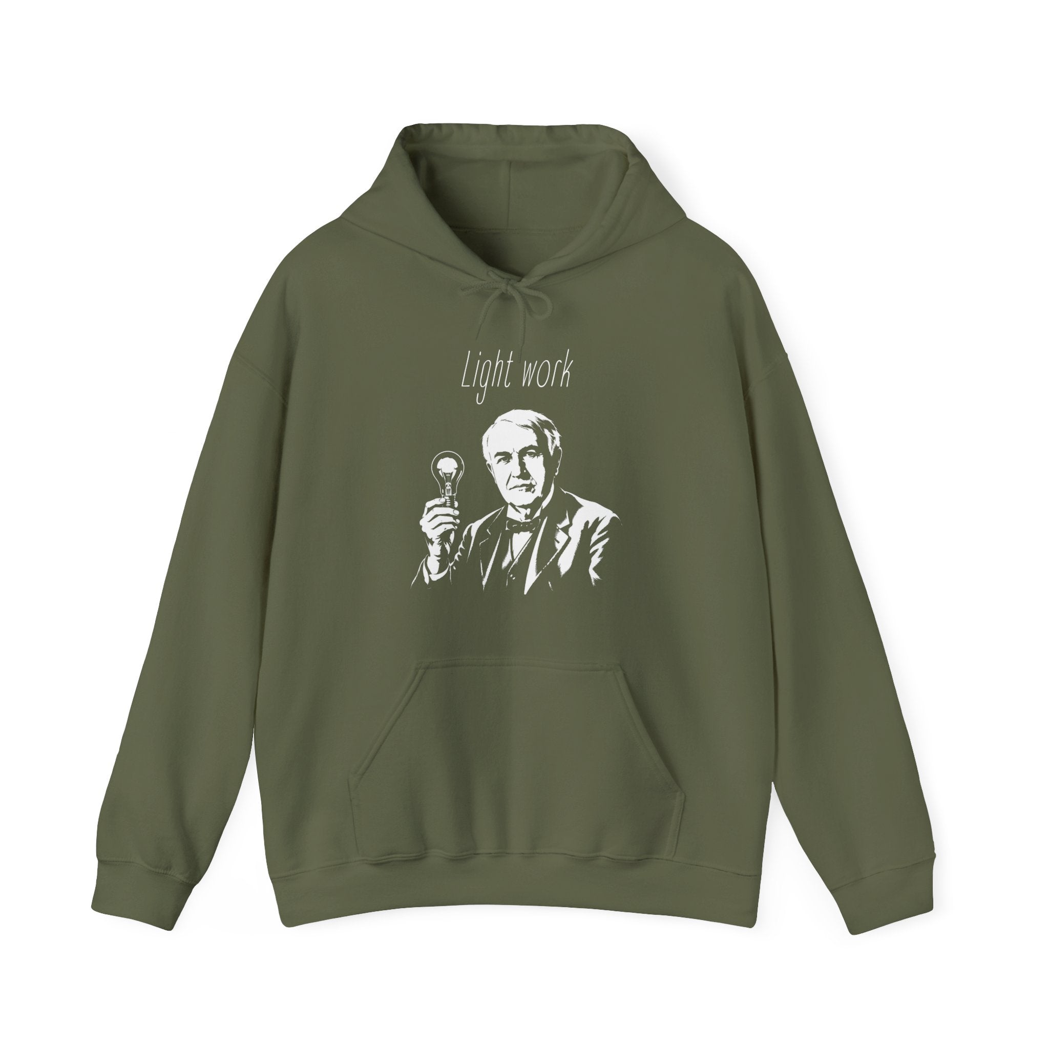 Thomas Edison Light Work Hoodie — Vintage Inventor Graphic Hooded Sweatshirt
