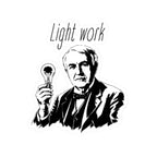 Light Work Sticker — Vintage Edison Illustration Laptop Decal